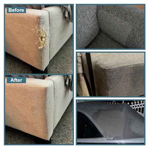 WILDREEDS 2 Pcs 8 x11 Inch Linen Repair Patches, Self-Adhesive Fabric Patch for Sofas, Couch, Furniture,Tote Bags, Car Seats (Dark Grey)