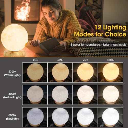H&B Happy - Light Therapy Lamp 10000 LUX, Sunlight Lamp with 3 Color Temperatures,4 Brightness Levels (Round)