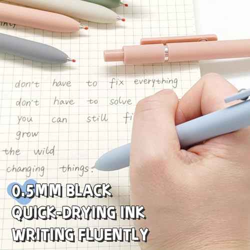 Gel Pens, 5 Pcs 0.5mm Black Ink Pens Fine Point Smooth Writing Pens, High-End Series Pens for Journaling Note Taking, Cute Office School Supplies Gifts for Women Men (Morandi)