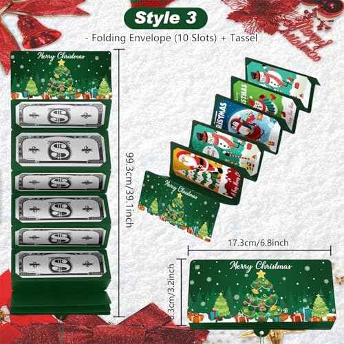 5PCS Upgrade Surprise Card Holder Christmas Cashs Envelope with Money Clip, 2026 New Christmas Cash Gift Envelope, DIY Cash Gift Card Holders Xmas With 10 Slots