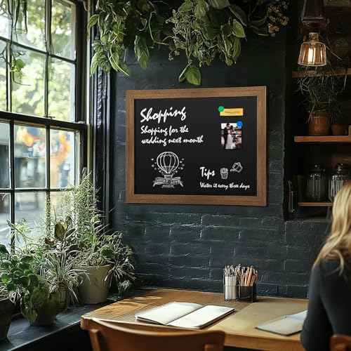 SHANTRA 30"x20" Large Chalkboard, Wooden-Framed Blackboard for Wall, Magnetic Chalkboard for School Office Home, Includes Chalk, Eraser & Hanging Hardware