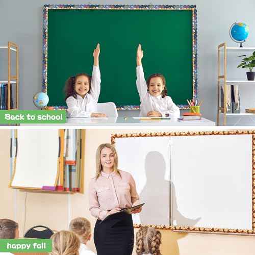 Geyee 12 Rolls 394 ft Holiday Bulletin Board Borders Seasonal Bulletin Board Decorations Fall Pumpkin Thanksgiving Christmas Winter Trim for School Classroom Wall Decor