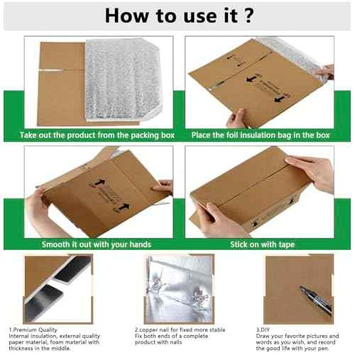 12x10x8''4 Pack Insulated Shipping Boxes with Aluminum Foil Liner, Double Insulated Carton for Frozen Food and hot,Reusable Perishable Shipper Cooler Box, Small Mailing Box for Shipping(wood)