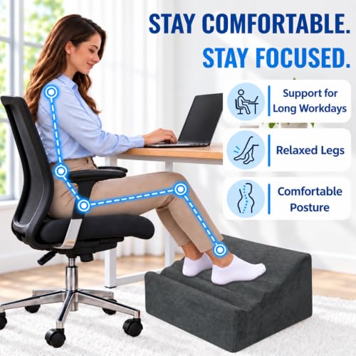 Under Desk Foot Rest – XYRONICA Adjustable Dark Gray Ergonomic Footrest for Office