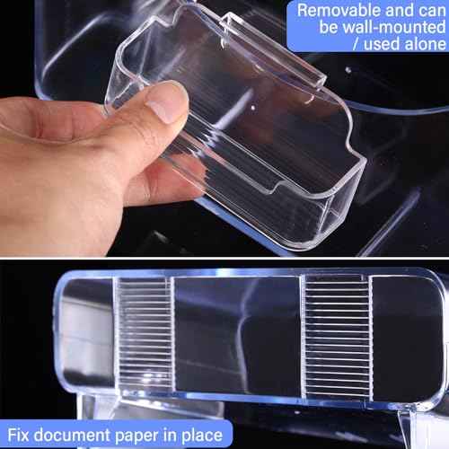 4 Sets Acrylic Brochure and Business Card Holder 8.5 x 11'' Clear Brochure Display Stand with Removable Business Card Holder Plastic Flyer Stand for Magazine Pamphlet Booklet Journal