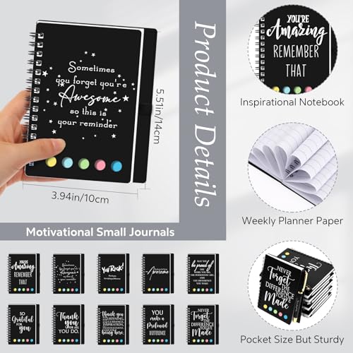 Inspirational Spiral Notebook- Portable Employee Appreciation Gifts Journals with Sticky Note Motivational Pen for Coworker Teacher Staff Team Vet Tech, Thank You Gifts(Classic Black,20 Sets)
