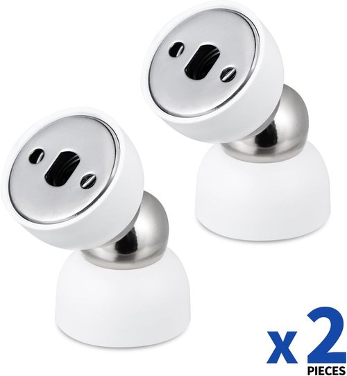 Powerful Magnetic Door Stopper - Heavy-Duty Stainless Steel Mini Door Holder | 2 Pcs for Home & Office (White)