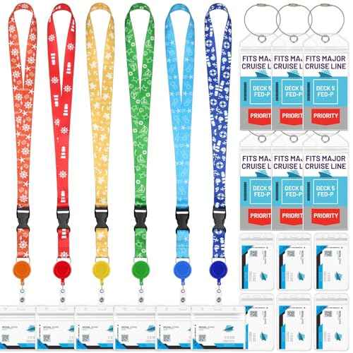 Cruise Lanyards, 6 Pack Waterproof Cruise Luggage Tags with Ship Key Card Badge Holder Travel Lanyard Retractable, Cruise Essentials Accessories
