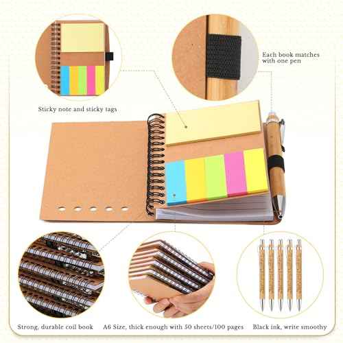 Jetec 25 Sets Inspirational Notebooks Bulk Christmas Employee Appreciation Gifts Spiral Notebook with Sticky Notepad Bamboo Pens for Xmas Thanksgiving Coworker Student Nurse Staff (Difference Maker)