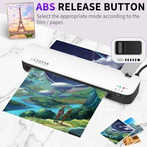 13 Inch Laminator Machine for Documents and Photos, 6 in1 A3/A4 Thermal Laminator Machine with Never Jam Technology, 15 Laminating Sheets, Use for Home Office School or Business