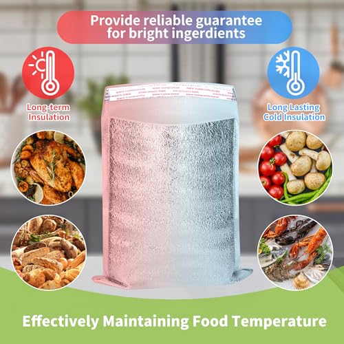 Reusable Insulation Bags 13.8'' x 15.7'' 25 Pcs, Thermal Box Liners Metalized Box Self Seal Insulated Box Liners Lunch Food Packing, Grocery Delivery Envelopes Mailers Insulated Shipping Bags