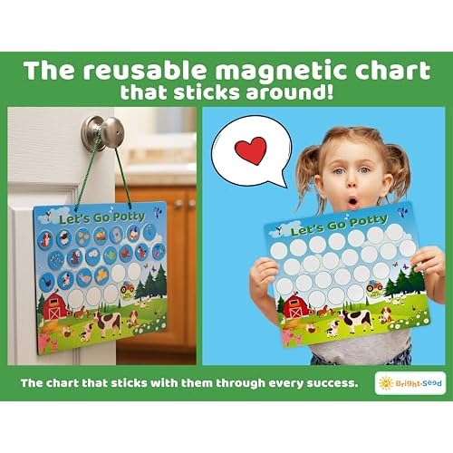 Reusable Magnetic Animals Potty Chart, Potty Training for Boys, Potty Training Chart for Toddler Girls, Potty Training Rewards Boys, Sticker Chart Kids, Potty Training Sticker Chart for Toddlers