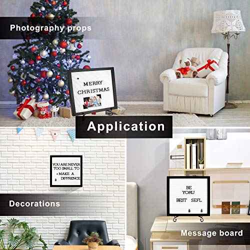 NewZeal Letter Board Sign 12x12 inches Baby Announcement Board Plastic Message Board with Stand, Changeable Letter Boards with Black Characters & Photo Clips for Display (Black & White)