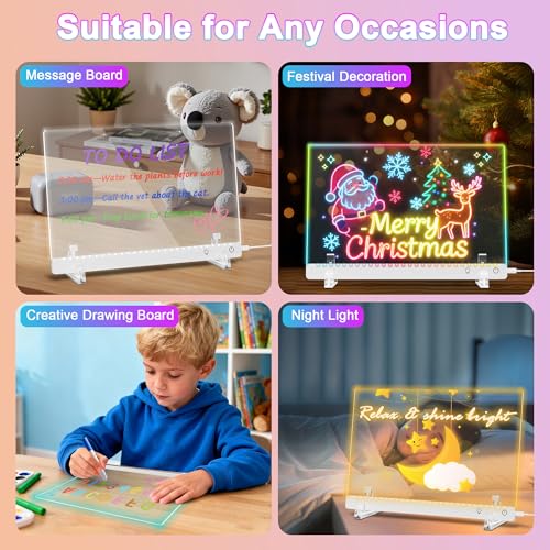 Gift4U White 14 x 13.7-Inch LED Drawing Board for Kids with 11 Light Effects