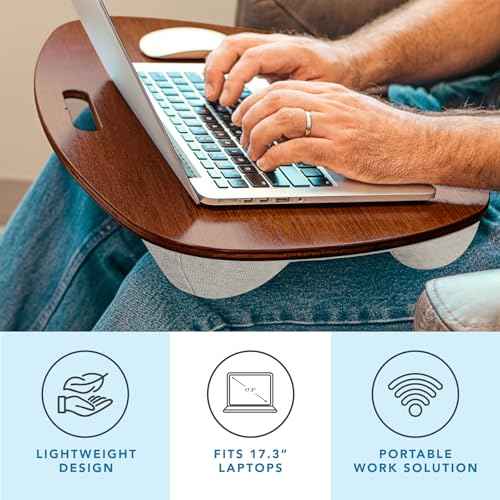 LAPGEAR Extra Large Bamboo Lap Desk - Chestnut - Fits up to 17.3 Inch Laptops - Style No. 91692