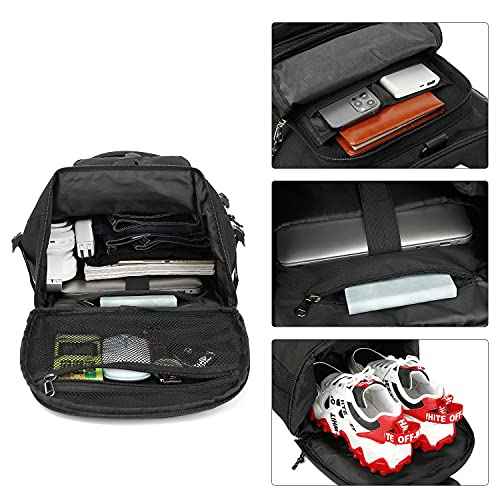 Kalesi Gym Duffle Bag Backpack 4-Way Waterproof with Shoes Compartment for travel Sport Hiking laptop (Black)
