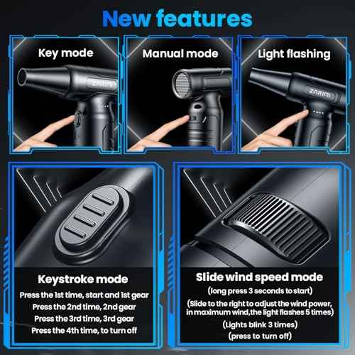 Electric Compressed Air Duster 330000 RPM - Cordless Rechargeable Air Blower for PC/Computer Cleaning, Keyboard, Electronics, Car & Home Dusting, Replaces Air Cans (Powered Turbo Fan Duster)