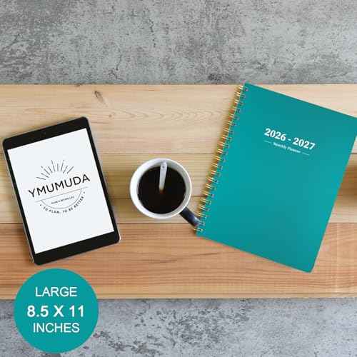 Ymumuda 2026 Planner-2 Year Monthly Planner 2026-2027, JAN.2026 - DEC.2027, 8.5" x 11", 26-27 Monthly Calendar,Large Planner with Spiral Bound, 24 Months Perfect for School Office Schedule - Turquoise