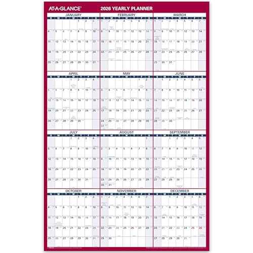 AT-A-GLANCE 2026 Wall Calendar, Monthly, 24" x 36", Extra Large, Paper, Reversible, Vertical-Horizontal (PM2122826)