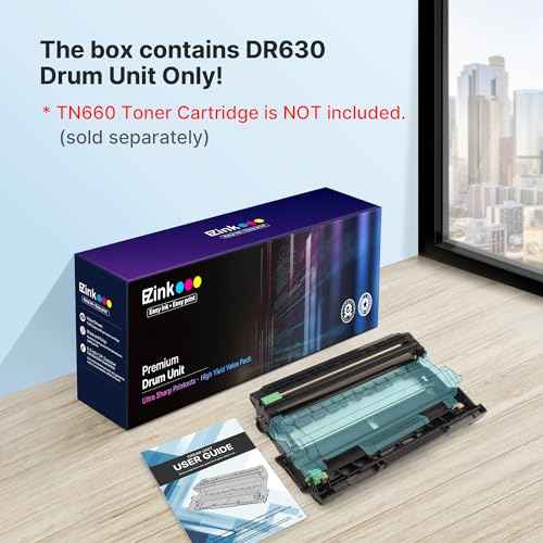 E-Z Ink Compatible Drum Unit (Not Toner) Replacement for Brother DR630 DR 630 to Compatible with DCP-L2520DW DCP-L2540DW HL-L2300D HL-L2305W HL-L2320D HL-L2340DW HL-L2380DW HL-L2680W (2 Pack)
