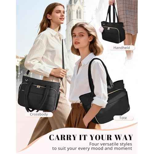 Puffer Tote Bag for Women, Large Quilted Handbag with Laptop Compartments, Work, College, Church & Bible Bag