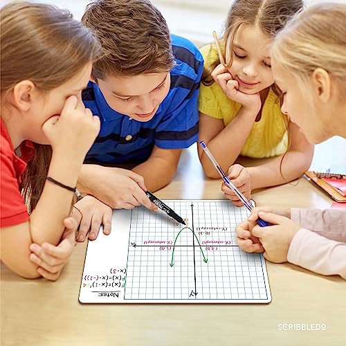 SCRIBBLEDO 10 Pack Dry Erase Graph Whiteboard 11"x14" Double Sided Dry Erase Board with Grid for Home School Classroom Kids and Students Portable Grid Board for Graphing and Geometry Coordinate Plane