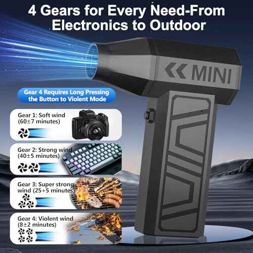LEEPEE X3 Cordless Air Duster 130,000RPM High-Speed Mini Blower, 4-Gear Adjustable Power Turbo Jet Fan, Portable Dust Blower for Cleaning Electronics, Cars, Homes, and Outdoor Spaces