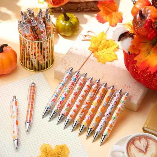 150 Pcs Thanksgiving Ballpoint Pens Bulk Fall Themed Pen 0.5 mm Autumn Maple Leaf Pumpkin Harvest Style Retractable Black Ink Pens Thanksgiving Party Favor Pen for Kid School Office Supplies