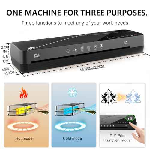 Crenova Laminator Machine 13 inch, Laminating Machine 60s Quick Warm Up Auto Off, Cold Hot Lamination Machine with ABS Jam Free, Laminator for Home Office School, Black