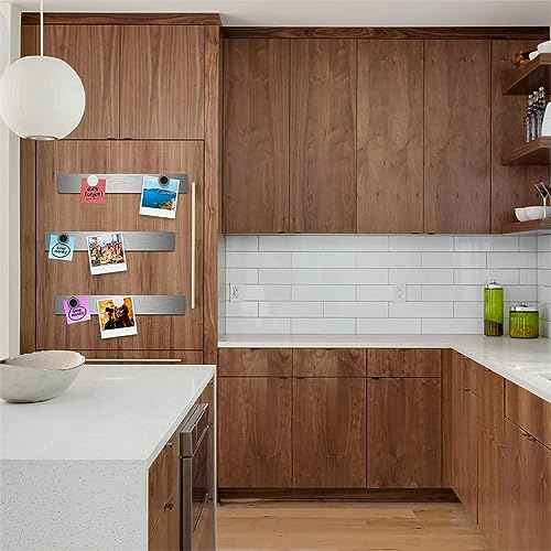 Stainless Iron Magnetic Display Board - Frameless Metal Magnet Boards with 20 Pcs Magnet Memo Strips for Office, Home, School