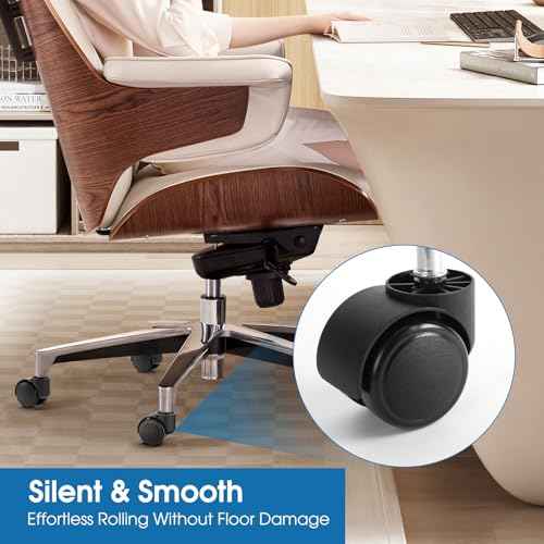 MaxGear 2" Office Chair Wheels Heavy Duty Replacement, Mute Rubber Rotating Desk Chair Caster Wheels, Safe for All Floors Including Hardwood, Universal Standard Stem Size Fits 99%, Set of 5