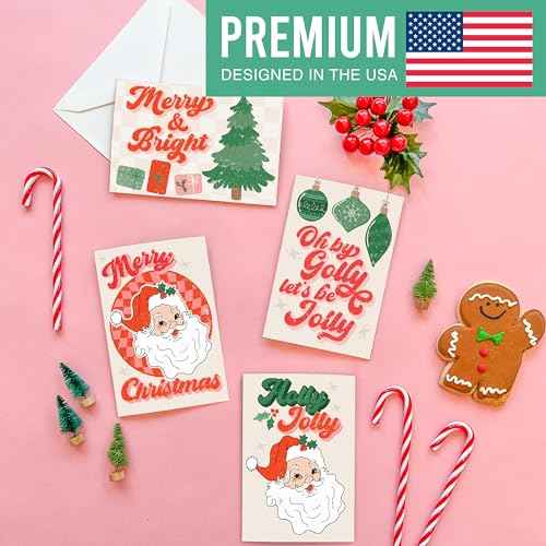 Hadley Designs Blank Christmas Cards With Envelopes - 54 Winter Holiday Cards With Envelopes, Business Happy Holidays Card Bulk, Santa Seasons Greeting Card for Family & Friends, Designed in USA