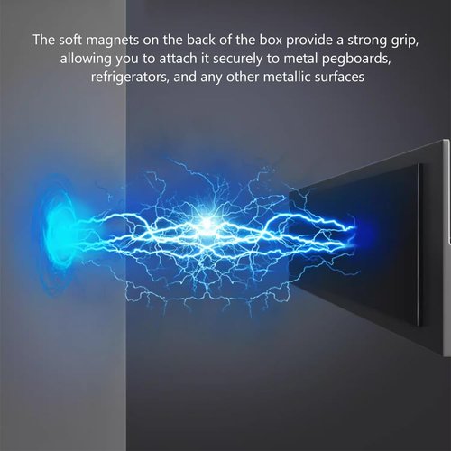 WAYUTO Magnetic Fridge Box Refrigerator Magnet Holder Pegboard Storage Box Whiteboard Organizer Box Metal Storage Box with Magnets for Home Office Black-Box