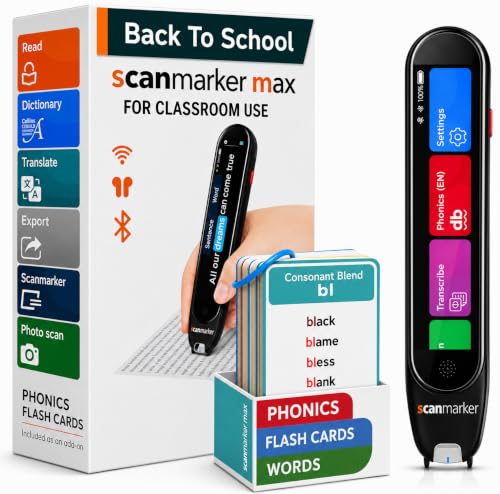 Scanmarker Max Reading Pen & Phonics Cards Bundle for Classroom Support
