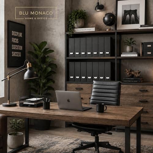 BLU MONACO Black Foldable Magazine File Holders Set of 6 - Vertical Desk Organizers