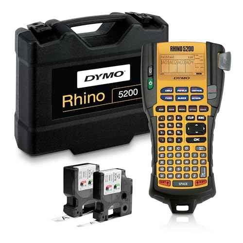 DYMO Industrial Label Maker & Carry-Case RhinoPRO 5200 Label Maker, for Job Sites and Heavy-Duty Labeling Jobs, Prints Fast, Includes 2 Rolls of DYMO Industrial Vinyl Labels