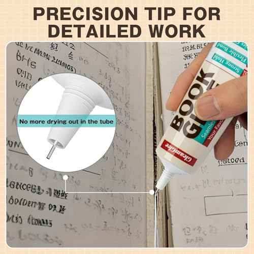 Book Glue, Dries Clear & Flexible Book Binding Glue Adhesive, Used for Bookbinding and Book Repair, Book Nook, Framing, Collages, Paper Art and Crafts - 60ml