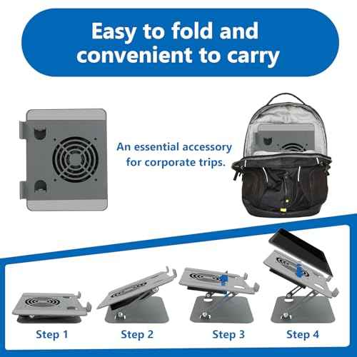 Laptop Cooling Stand with Fan and One Key Switch - Ergonomic Adjustable Height Desk Stand for All 10-16¡± Laptops & Tablets