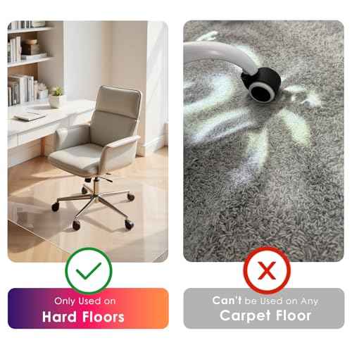 Kuyal Clear Chair mat for Hardwood Floor 44 x 58 inches Transparent Floor Mats Wood/Tile Protection Mat for Office & Home (44" X 58" Rectangle)