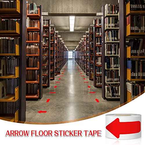 Arrow Floor Sticker Tape 3"6" - 200 PCS Marking Sticker Signs - Red