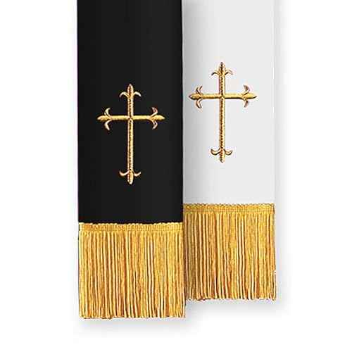 Murphy Robes Reversible Book Mark Embroidered with Gold Latin Cross Sanctuary Bible Marker, 4.25 x 37.5-Inch, Black/White