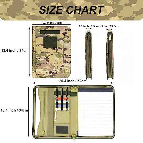 Army OCP Military Notebook Binder with Zippered Padfolio Organizer and Tactical Notebook Cover for A4 Folder, Large OCP Binder Planner for Men - Tactical Binder Organizer Military Binder (A4(Multi))