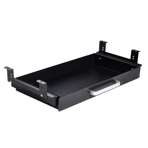 OSteed Under Desk Drawer Organizer 21" Black Upgraded with Adjustable Brackets, Sliding Pull-Out Under Table Pencil Drawer, Office Standing Desk Attachment for Workbench