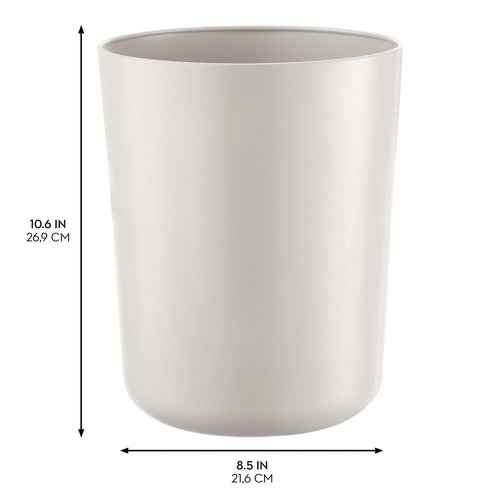 iDesign Small Steel Round Bathroom Trash Set of 2-Coconut White Oasis Waste Can M2
