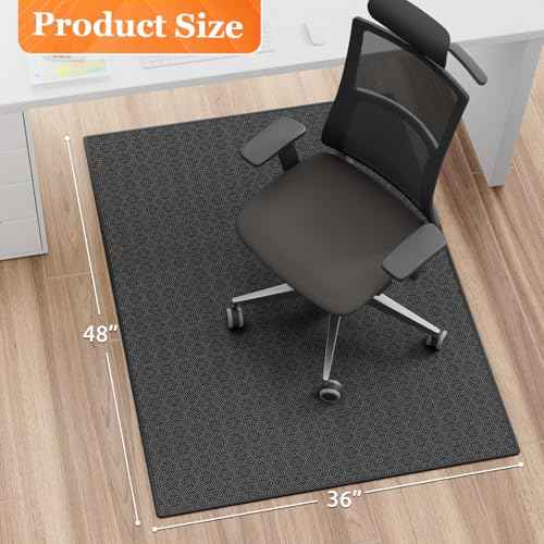 KMAT Office Chair Mat, 36x48in Heavy Duty Hardwood/Tile Floor Protector, Floor Mat Computer Desk Mat for Rolling Chairs, Work, Study, Office, Black