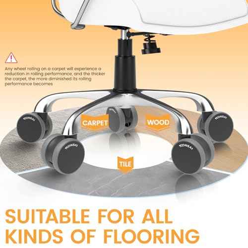 2.5 Inch Chair Wheel Replacement (Stem 7/16-7/8) Set of 5 - Heavy Duty 660LB Office Caster with Sealed Bearing, Ultra Quiet Double Rubber-like Wheel for Hardwood Floors and Carpets, Not for 1KEA Chair