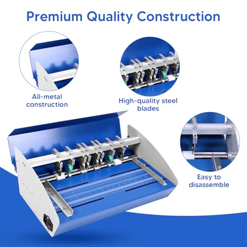 Blue 3-in-1 Electric Paper Creasing Machine with Scale Ruler, 35r/min