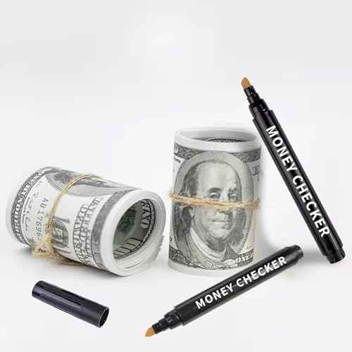 Counterfeit Money Bill Detector Pen ? Easy to Use and Reliable Universal Currency Fake Bill Checker for Personal & Commercial Use ? Ensures Authenticity and Prevents Fraud (2 Pack)