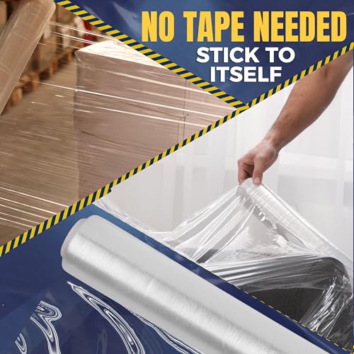 Rockin Rolls 18" x 1500 FT Clear Stretch Film Shrink Wrap - 4 Rolls, Heavy Duty, Recyclable