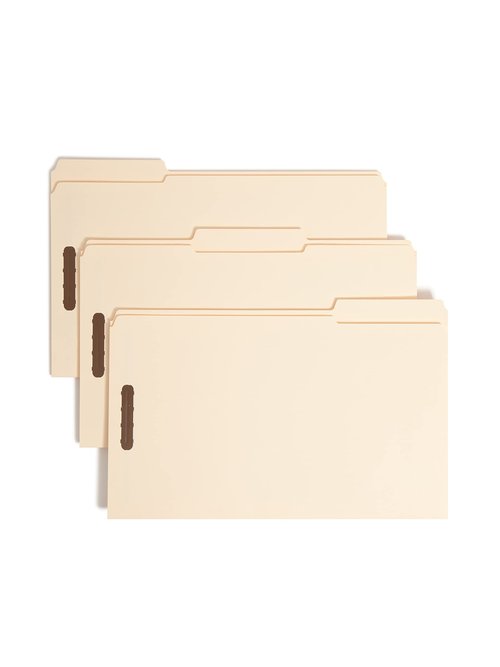 Smead 19537 Fastener File Folder, 2 Fasteners, Reinforced 1/3- Cut Tab, Legal Size, Manila, 50 Per Box (19537)